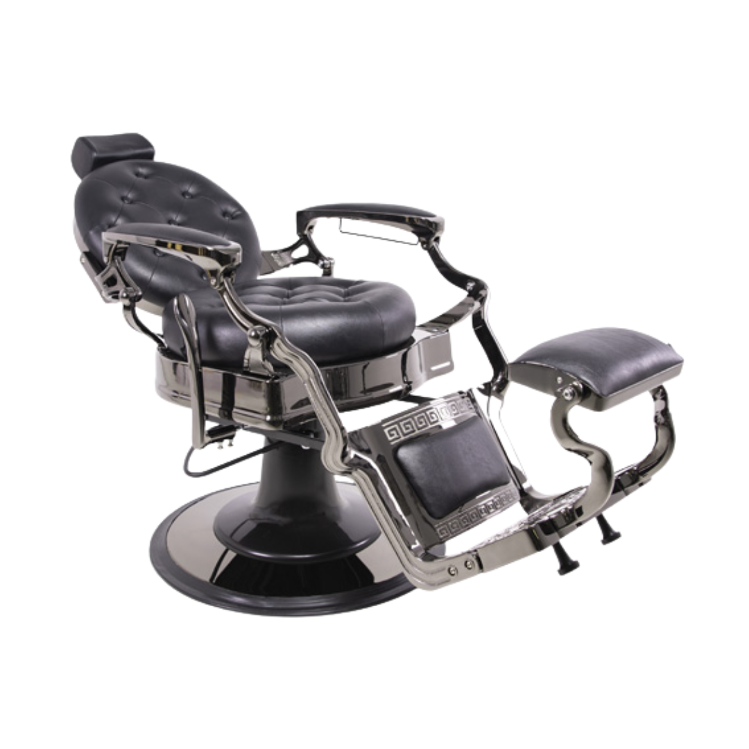Cadeira de Barbeiro Olympus Titânio Cromado Preta - Image 2