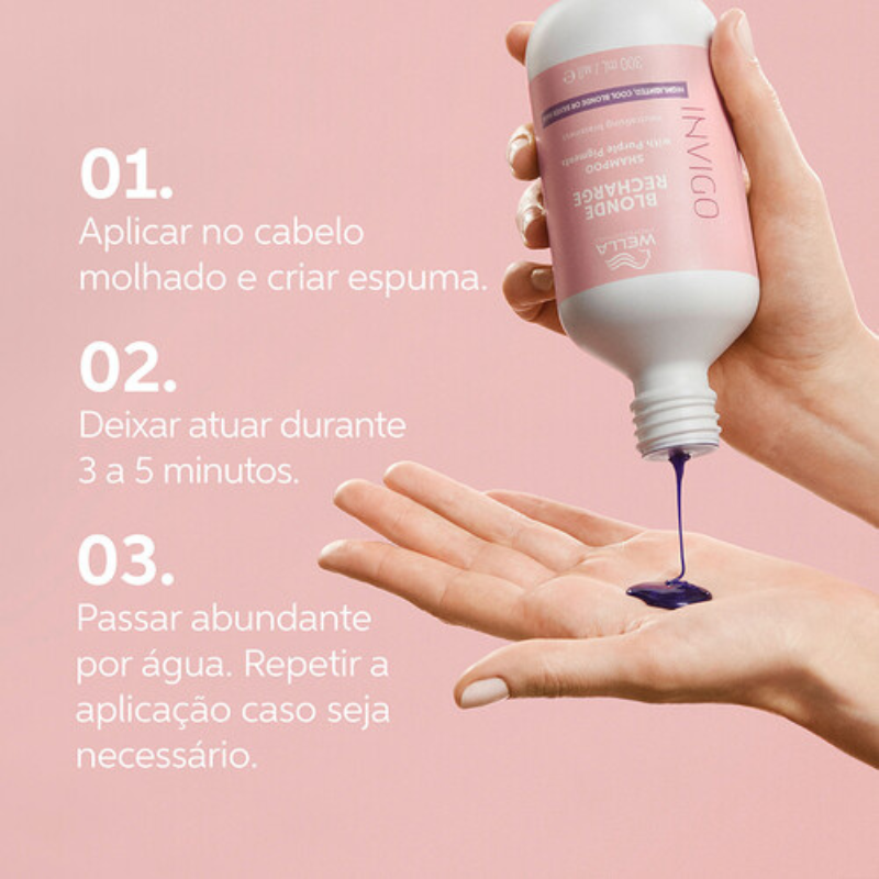 Wella Invigo Blonde Recharge Shampoo Roxo Cabelo Loiro 300ml - Image 4