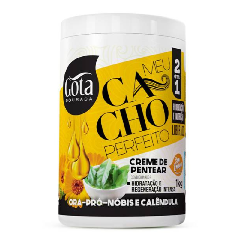 Creme de Pentear Meu Cacho Perfeito Ora-pro-nóbis e Calêndula 1kg - Gota Dourada