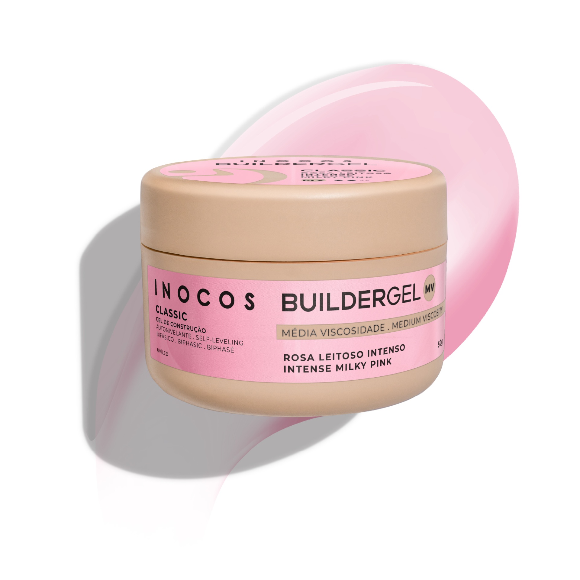 Gel de Construção INOCOS Rosa Leitoso Intenso de Média Viscosidade 50g